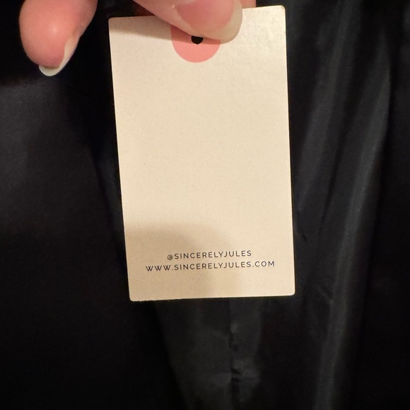 NWT Sincerely Jules Satin Blazer with Feather Cuff Sleeves and Jeweled Button - Picture 6 of 11